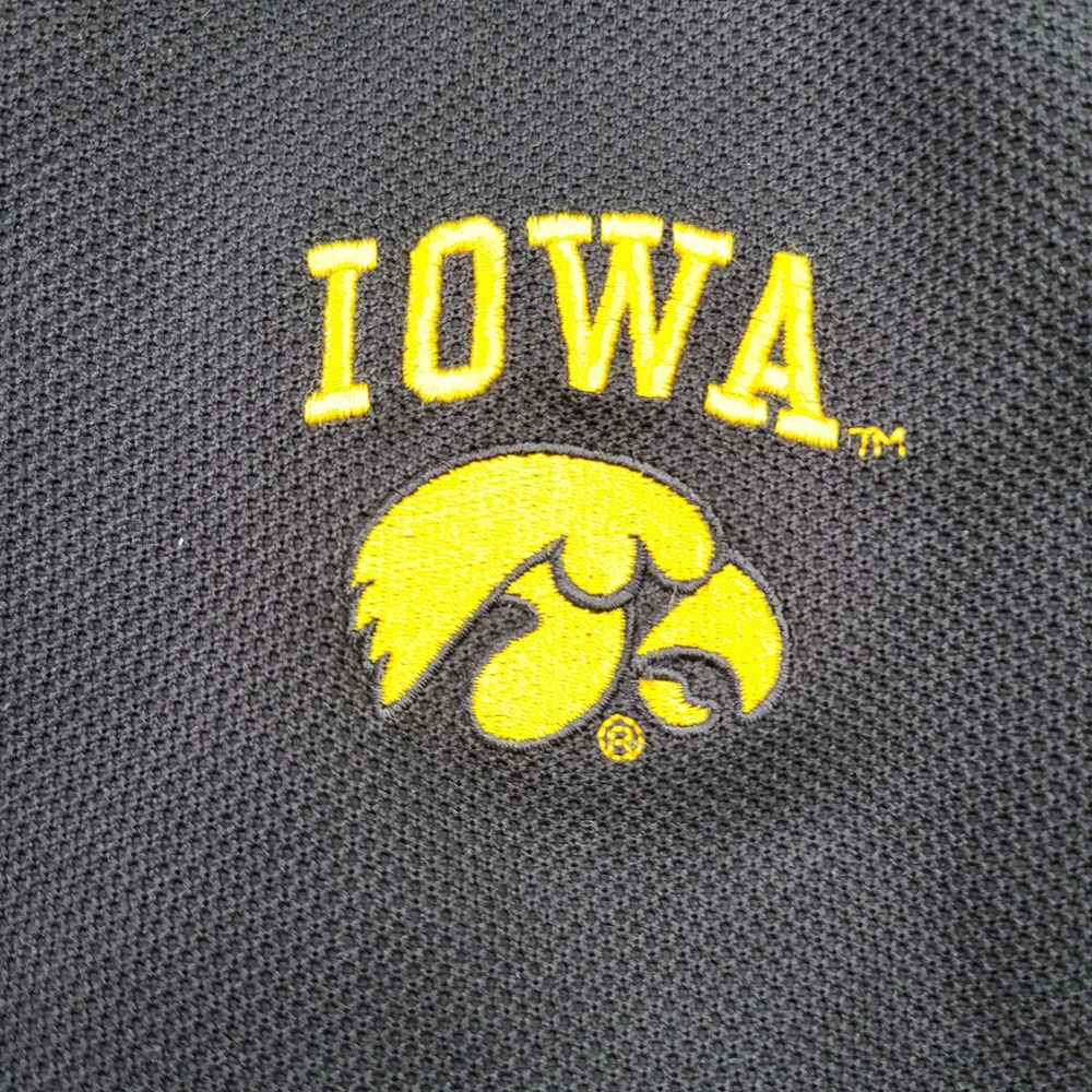 Nike Polo Shirt Mens XL Black Iowa Hawkeyes Dri-FIT Short Sleeve Colorblock Logo - Picture 7 of 8
